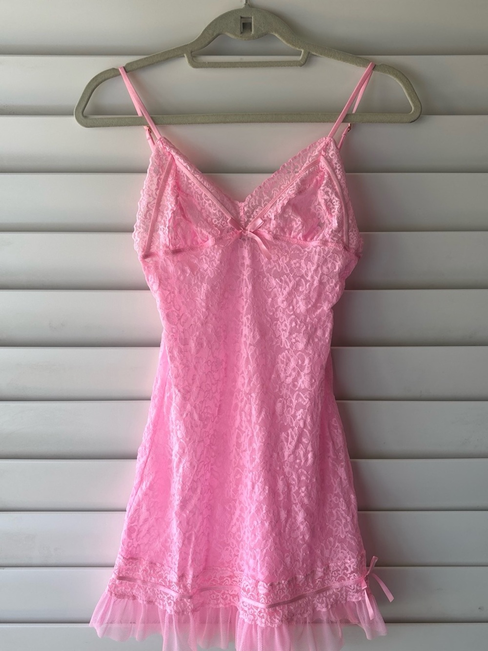 Vintage 00s Victoria's Secret Coquette Dollette Pink Sheer Lace Chemise Size XS